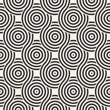 Vektör kesintisiz geometrik desen çizgiler ile daireler oluşur. Modern şık yuvarlanmış çizgiler doku. Yinelenen arka plan