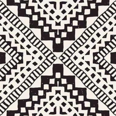 Elle çizilmiş Dikişsiz desen çizdi. Vektör aşiret tasarım arka plan. Etnik motif. Geometrik etnik Şerit çizgileri resimde. Sanat baskı, tekstil, duvar kağıdı, kağıt ambalaj için.