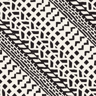 Elle çizilmiş Dikişsiz desen çizdi. Vektör aşiret tasarım arka plan. Etnik motif. Geometrik etnik Şerit çizgileri resimde. Sanat baskı, tekstil, duvar kağıdı, kağıt ambalaj için.