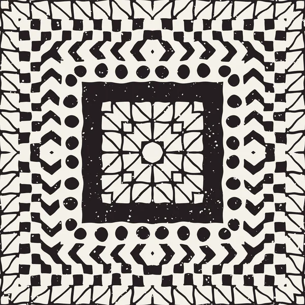 Siyah ve beyaz kabile vektör doodle elemanları ile seamless modeli. Aztek sanat baskı. Etnik süs el çekilmiş zemin. — Stok Vektör