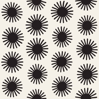 Vektör sorunsuz sunburst şekiller serbest desen. Arka plan yuvarlak fırça darbeleriyle. Elle çizilmiş doku