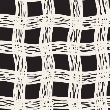 Elle çizilmiş Dikişsiz kareli desen. Mürekkep doodle grunge kılavuz allover desenle. Tartan ile grafik arka plan.