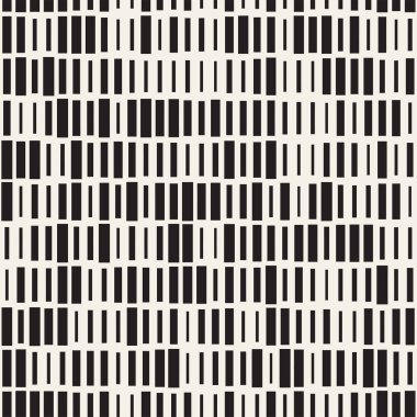 Vektör sorunsuz siyah ve beyaz düzensiz çizgi dikdörtgen ızgara desen. Geometrik arka plan tasarlamak