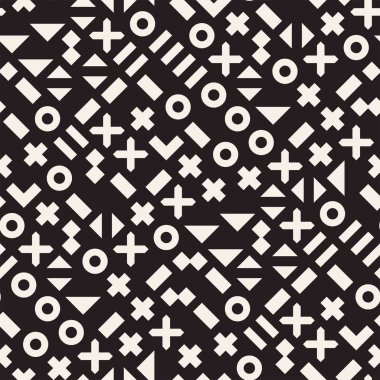 Vektör rastgele şekiller seamless modeli. Modern şık düzensiz doku. Fayans geometrik minimalist elemanları ile yinelenen.