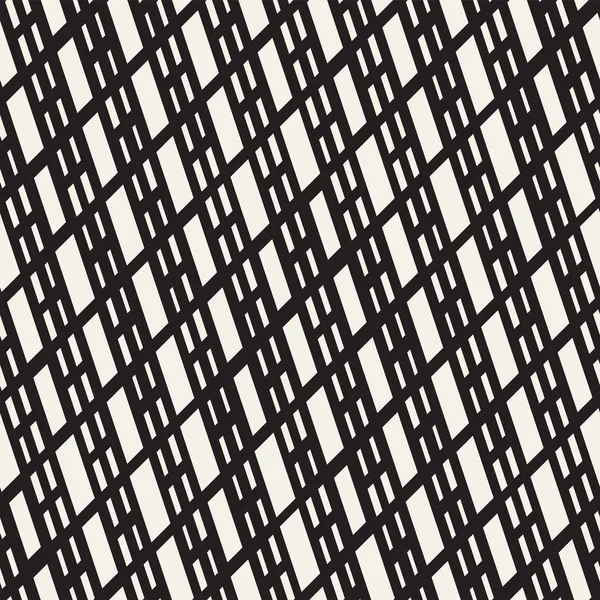 Siyah ve beyaz düzensiz kesik çizgiler desen. Modern soyut vektör sorunsuz arka plan. Şık kaotik çizgili Mozaik — Stok Vektör