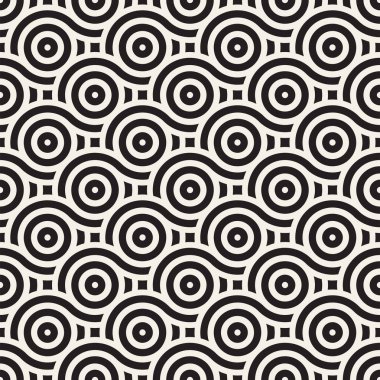 Vektör kesintisiz geometrik desen çizgiler ile daireler oluşur. Modern şık yuvarlanmış çizgiler doku. Yinelenen arka plan