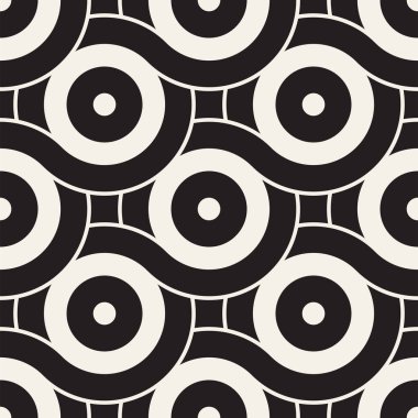 Vektör kesintisiz geometrik desen çizgiler ile daireler oluşur. Modern şık yuvarlanmış çizgiler doku. Yinelenen arka plan
