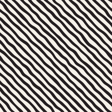 El ile Seamless Modeli dalgalar çizilmiş. Arka plan dalgalı fırça darbeleriyle. Siyah ve beyaz serbest doku hatları.