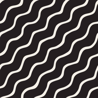 El ile Seamless Modeli dalgalar çizilmiş. Arka plan dalgalı fırça darbeleriyle. Siyah ve beyaz serbest doku hatları.