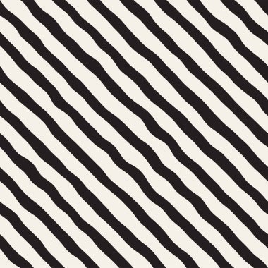 El ile Seamless Modeli dalgalar çizilmiş. Arka plan dalgalı fırça darbeleriyle. Siyah ve beyaz serbest doku hatları.