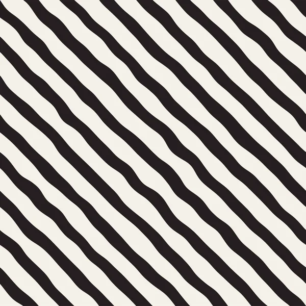 Seamless mönster med hand dras vågor. Abstrakt bakgrund med vågiga penseldrag. Svart och vitt freehand linjer textur. — Stock vektor