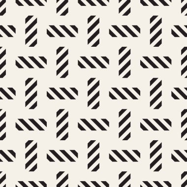 Vektör kesintisiz geometrik desen çapraz tarama. Grafik veya arka plan geçti. Damalı motif. Crosshatched hatlarının kesintisiz siyah beyaz doku. Kafes basit kumaş baskı.