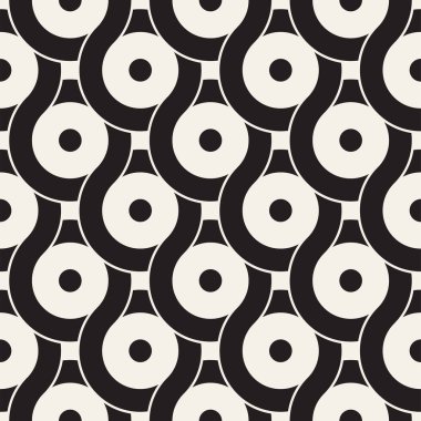 Vektör kesintisiz geometrik desen çizgiler ile daireler oluşur. Modern şık yuvarlanmış çizgiler doku. Yinelenen arka plan