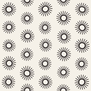 Vektör sorunsuz sunburst şekiller serbest desen. Arka plan yuvarlak fırça darbeleriyle. Elle çizilmiş doku