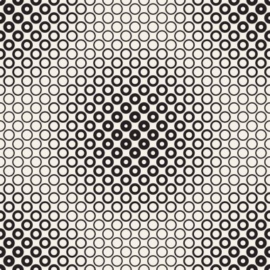 Siyah-beyaz desen arka plan soyut. Kesintisiz geometrik daire yarı ton. Şık modern textur