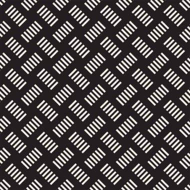 Vektör kesintisiz geometrik desen çapraz tarama. Grafik veya arka plan geçti. Damalı motif. Crosshatched hatlarının kesintisiz siyah beyaz doku. Kafes basit kumaş baskı.