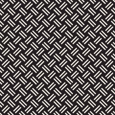 Vektör kesintisiz geometrik desen çapraz tarama. Grafik veya arka plan geçti. Damalı motif. Crosshatched hatlarının kesintisiz siyah beyaz doku. Kafes basit kumaş baskı.