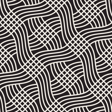 Sorunsuz siyah ve beyaz kafes desen çapraz. Soyut geometrik döşeme mozaiği. Şık arka plan tasarım