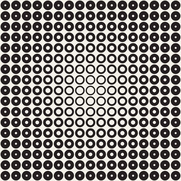 Fondo abstracto en blanco y negro. Semitono de círculo geométrico sin costuras. Textur moderno con estilo — Archivo Imágenes Vectoriales