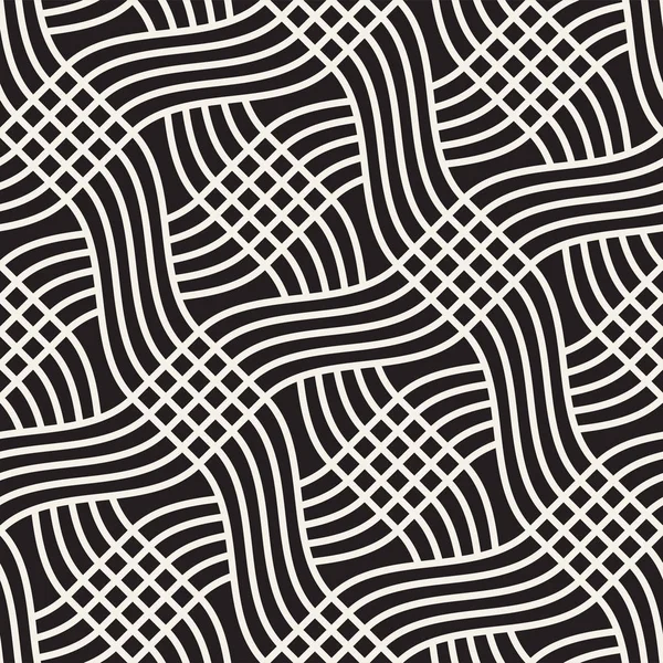 Nahtloses schwarz-weißes Quergittermuster. abstraktes geometrisches Fliesenmosaik. stilvolles Hintergrunddesign — Stockvektor