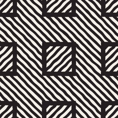 Vektör sorunsuz elle çizilmiş desen. Zigzag ve şerit kaba hatları. Aşiret tasarım arka plan. Etnik doodle doku.