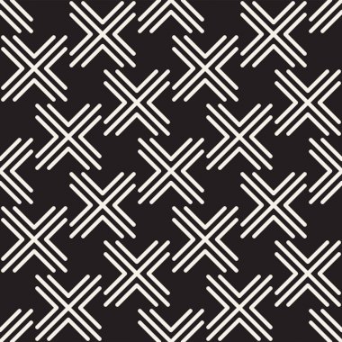 Sorunsuz siyah ve beyaz kafes desen çapraz. Soyut geometrik döşeme mozaiği. Şık arka plan tasarım