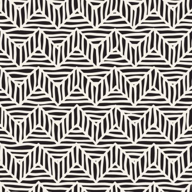Vektör sorunsuz elle çizilmiş desen. Zigzag ve şerit kaba hatları. Aşiret tasarım arka plan. Etnik doodle doku.