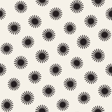 Vektör sorunsuz sunburst şekiller serbest desen. Arka plan yuvarlak fırça darbeleriyle. Elle çizilmiş doku