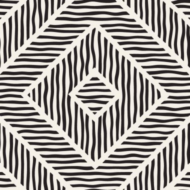 Vektör sorunsuz elle çizilmiş desen. Zigzag ve şerit kaba hatları. Aşiret tasarım arka plan. Etnik doodle doku.