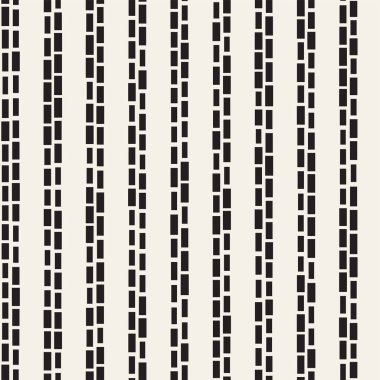 Siyah ve beyaz düzensiz kesik çizgiler desen. Modern soyut vektör sorunsuz arka plan. Şık kaotik çizgili Mozaik