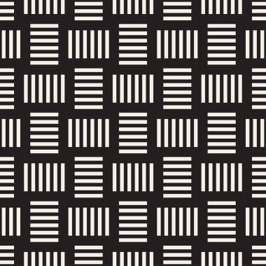 Vektör kesintisiz geometrik desen çapraz tarama. Grafik veya arka plan geçti. Damalı motif. Crosshatched hatlarının kesintisiz siyah beyaz doku. Kafes basit kumaş baskı.