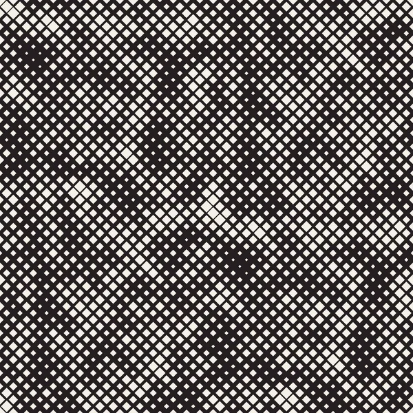 Modern Stylish Halftone Texture (em inglês). Fundo abstrato sem fim com quadrados de tamanho aleatório. Padrão de quadrados caóticos sem costura vetorial . — Vetor de Stock