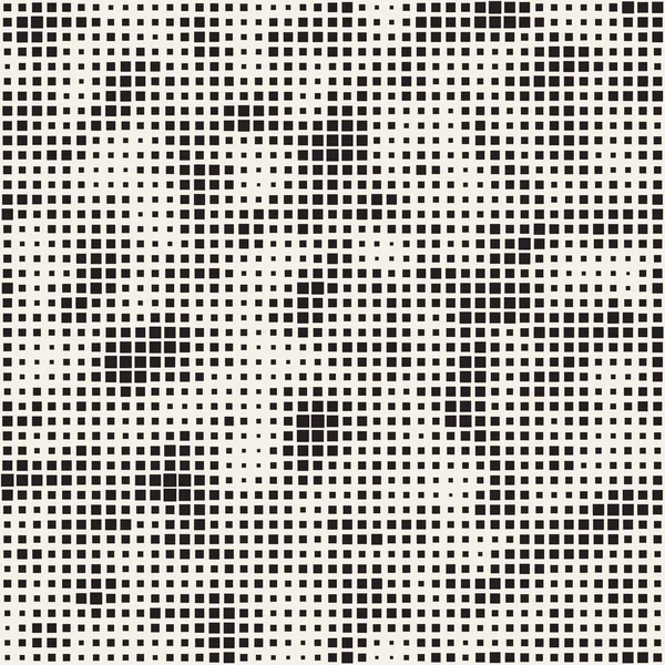 Modern Stylish Halftone Texture (em inglês). Fundo abstrato sem fim com quadrados de tamanho aleatório. Padrão de quadrados caóticos sem costura vetorial . — Vetor de Stock