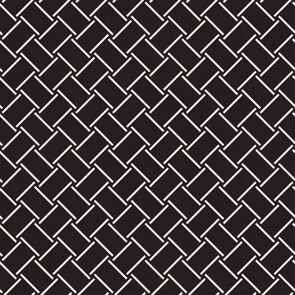 Crosshatch vector seamless geometric pattern. Crossed graphic rectangles background. Checkered motif. Seamless black and white texture of crosshatched lines. Trellis simple fabric print. — Stock Vector