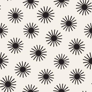 Vektör sorunsuz sunburst şekiller serbest desen. Arka plan yuvarlak fırça darbeleriyle. Elle çizilmiş doku