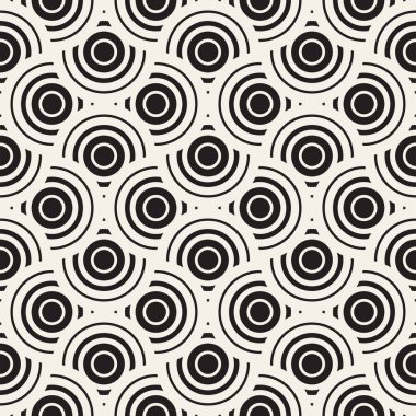 Vektör sorunsuz yuvarlak hatları desen. Geometrik arka plan tasarlamak. Dairesel geometrik döşeme kafes