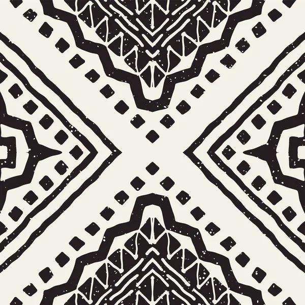 Padrão sem emenda vetor tribal preto e branco com elementos doodle. Impressão de arte abstrata asteca. Etnia ornamental mão desenhada pano de fundo . — Vetor de Stock