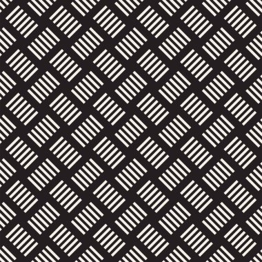Vektör kesintisiz geometrik desen çapraz tarama. Grafik veya arka plan geçti. Damalı motif. Crosshatched hatlarının kesintisiz siyah beyaz doku. Kafes basit kumaş baskı.