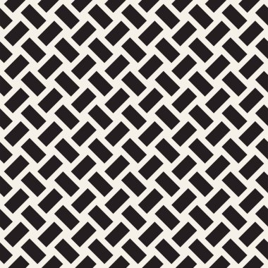 Vektör kesintisiz geometrik desen çapraz tarama. Grafik veya arka plan geçti. Damalı motif. Crosshatched hatlarının kesintisiz siyah beyaz doku. Kafes basit kumaş baskı.