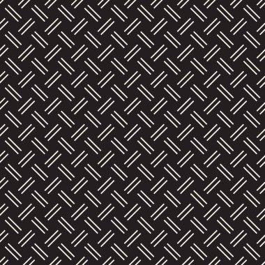 Vektör kesintisiz geometrik desen çapraz tarama. Grafik veya arka plan geçti. Damalı motif. Crosshatched hatlarının kesintisiz siyah beyaz doku. Kafes basit kumaş baskı.
