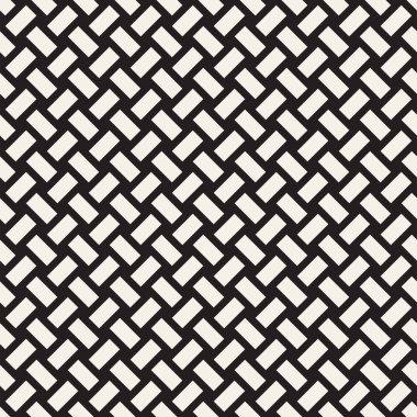 Vektör kesintisiz geometrik desen çapraz tarama. Grafik veya arka plan geçti. Damalı motif. Crosshatched hatlarının kesintisiz siyah beyaz doku. Kafes basit kumaş baskı.