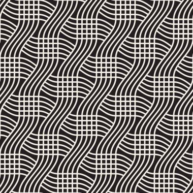 Sorunsuz siyah ve beyaz kafes desen çapraz. Soyut geometrik döşeme mozaiği. Şık arka plan tasarım