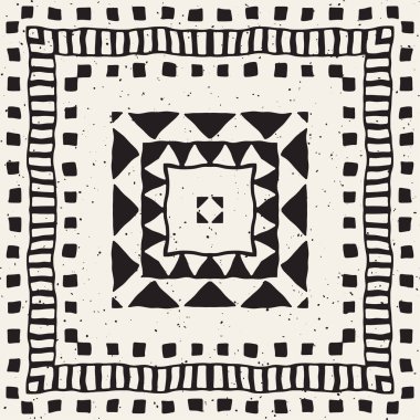 Siyah ve beyaz kabile vektör doodle elemanları ile seamless modeli. Aztek sanat baskı. Etnik süs el çekilmiş zemin.