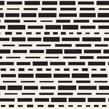 Siyah ve beyaz düzensiz kesik çizgiler desen. Modern soyut vektör sorunsuz arka plan. Şık kaotik çizgili Mozaik