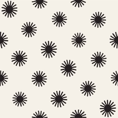 Vektör sorunsuz sunburst şekiller serbest desen. Arka plan yuvarlak fırça darbeleriyle. Elle çizilmiş doku