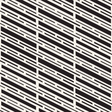 Siyah ve beyaz düzensiz kesik çizgiler desen. Modern soyut vektör sorunsuz arka plan. Şık kaotik çizgili Mozaik