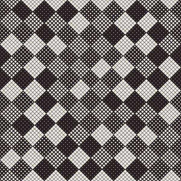 Moderne stilvolle Halbton-Textur. endlose abstrakte Hintergrund mit zufälliger Größe Quadrate. Vektor nahtlose chaotische Mosaikmuster. — Stockvektor