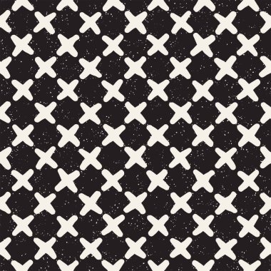 Elle çizilmiş stil etnik seamless modeli. Soyut geometrik döşeme arka plan siyah ve beyaz. Vektör Serbest doodle doku.