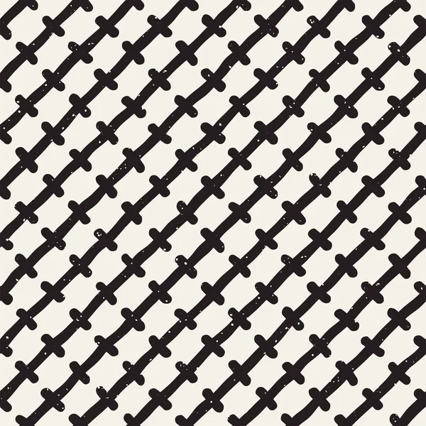 手描きスタイル エスニック シームレス パターン。黒と白の幾何学的なタイル張りの背景を抽象化します。ベクター手書き落書きテクスチャ. — ストックベクタ