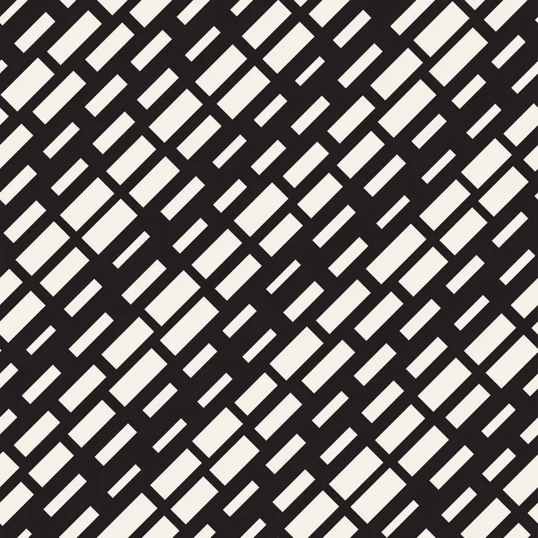 Czarno-biały wzór nieregularne linie przerywane. Nowoczesny streszczenie wektor bezszwowe tło. Stylowe paski chaotyczna mozaika — Wektor stockowy